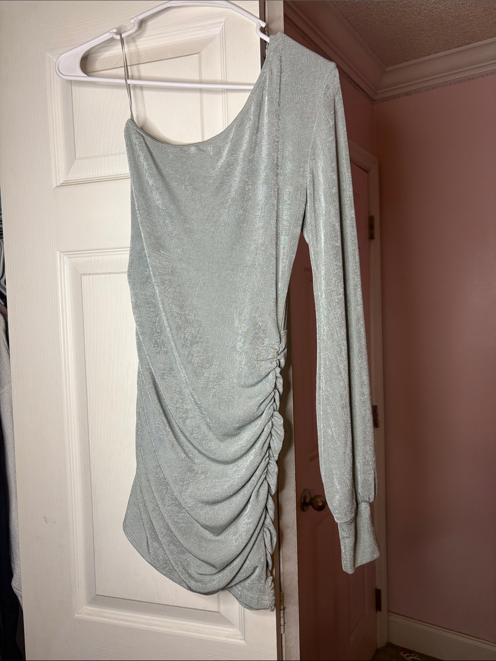 One-Shoulder Ruched Mini Dress - Picture 3 of 7